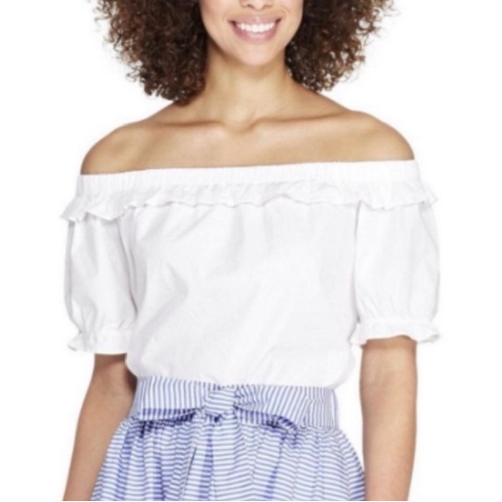 Vineyard Vines Target Top White Off The Shoulder Ruffle Top